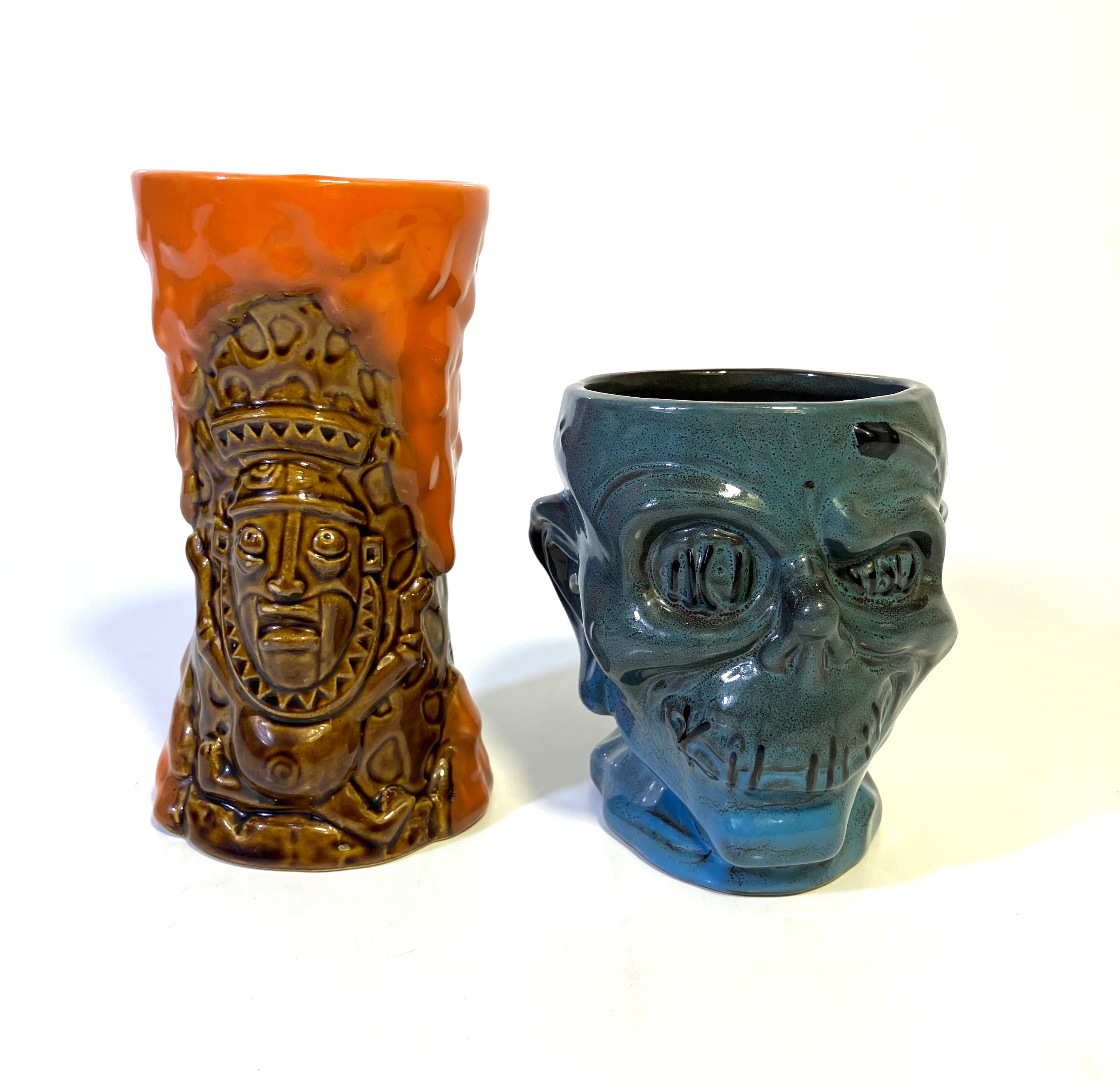 Lot of (2) Disney Trader Sam’s Tiki Bar Collectible Mugs – Rare 1st Edition + Grotto Zombie Grog