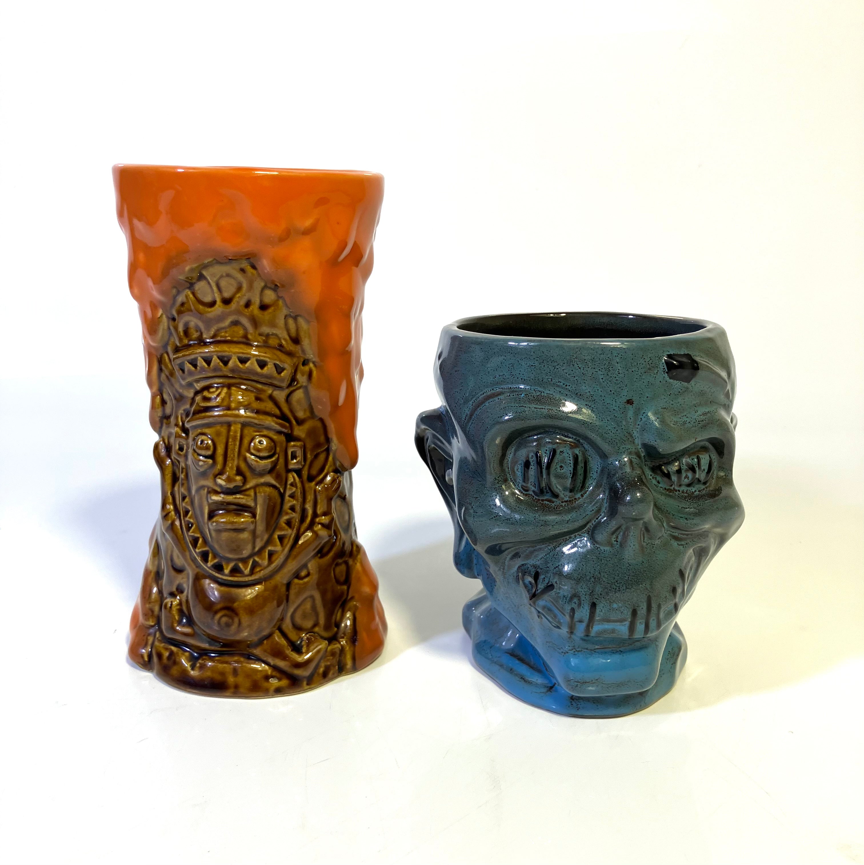 Lot of (2) Disney Trader Sam’s Tiki Bar Collectible Mugs – Rare 1st Edition + Grotto Zombie Grog