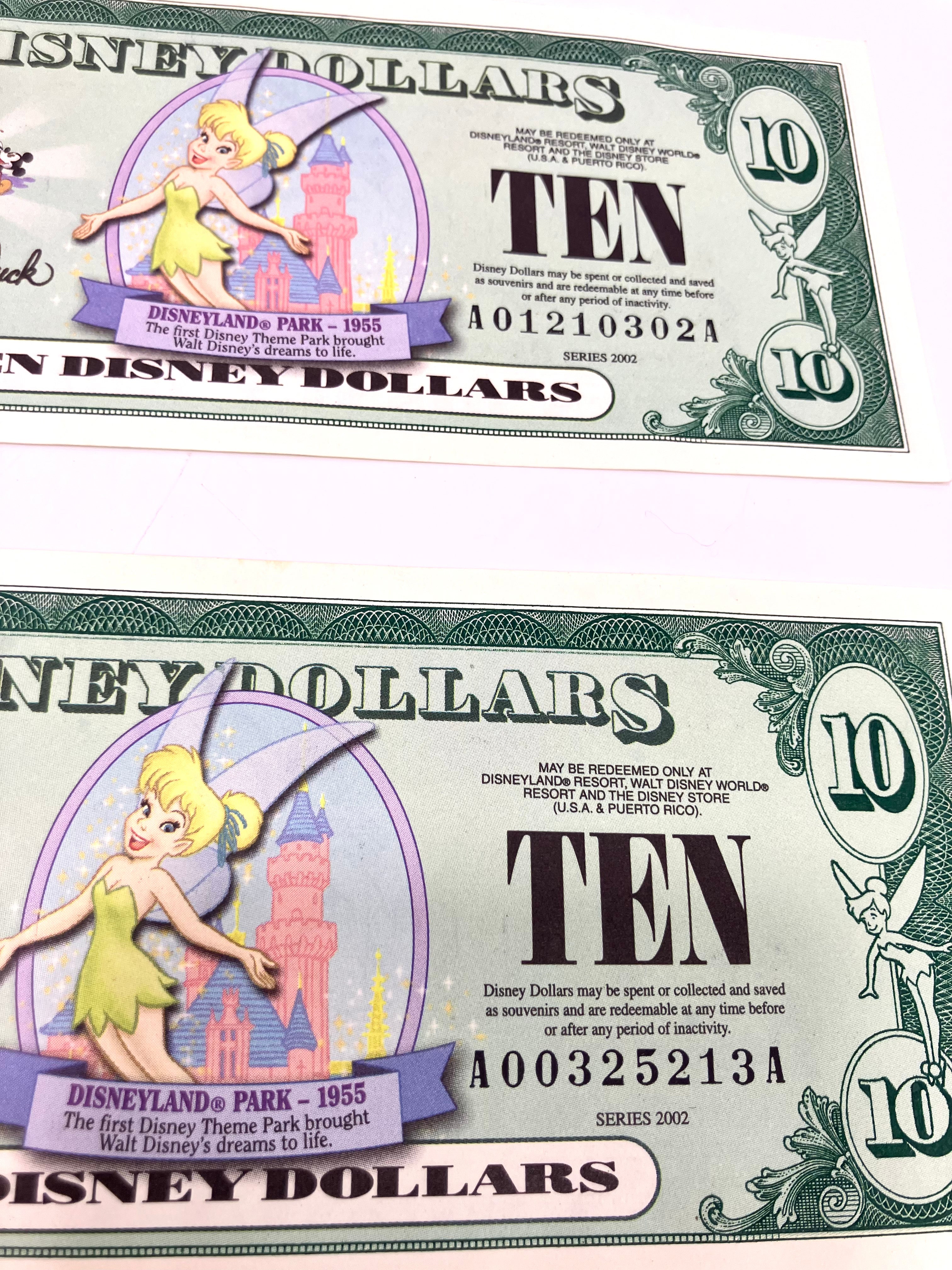 Lot of (3) 2002 Uncirculated $10 Disney Dollars Tinker Bell Crisp RARE 100 Years