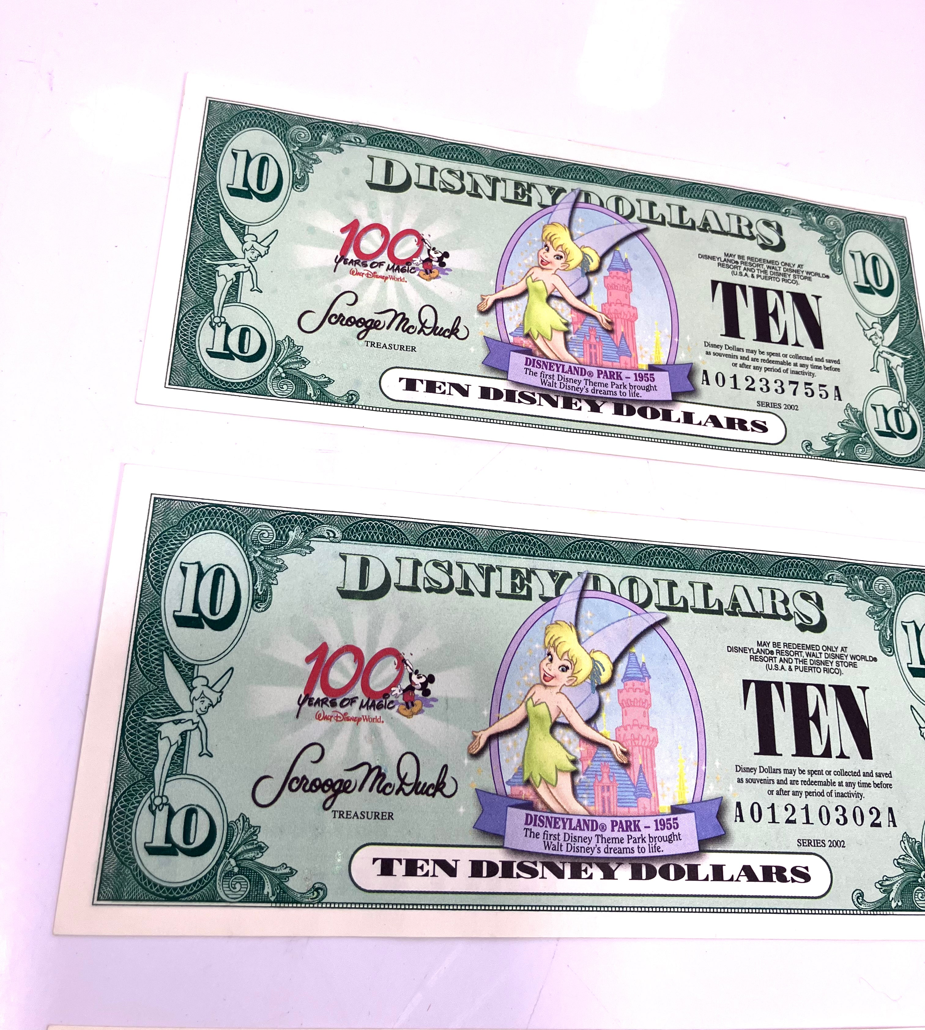 Lot of (3) 2002 Uncirculated $10 Disney Dollars Tinker Bell Crisp RARE 100 Years