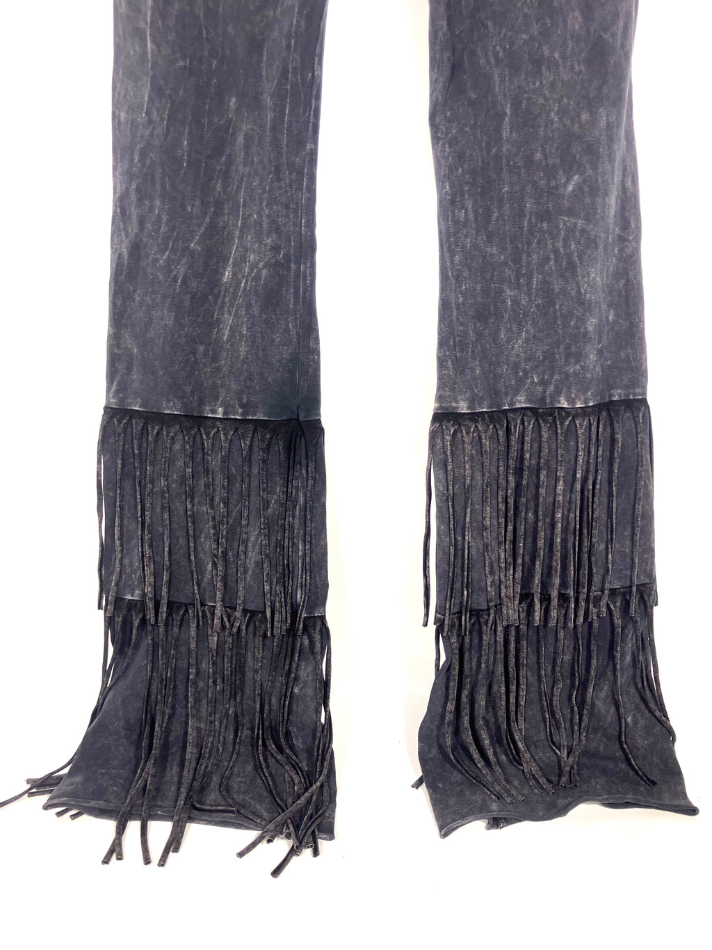 T-Party Retro Flare Bell Fringe Bottom Leggings Pants Mineral Wash Sz M