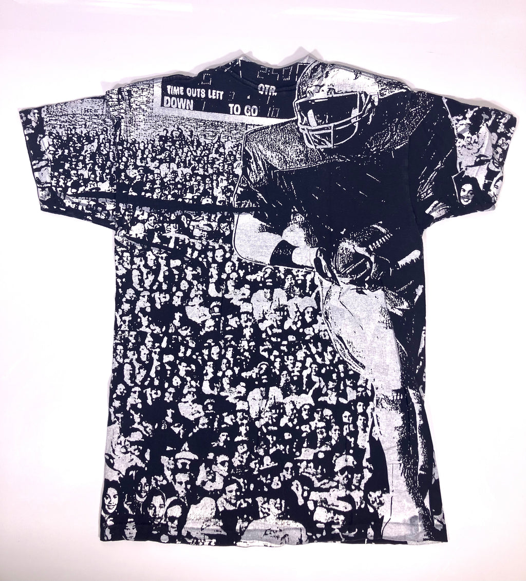 Vintage 90s Michigan Wolverines Graphic Tee T-shirt All Over Print Black Medium